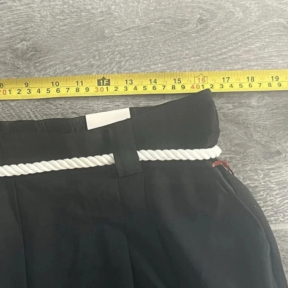 Autres Filles Women’s Pull On Wide Leg Cropped Pants Size Large Black Rope Belt - Picture 4 of 10